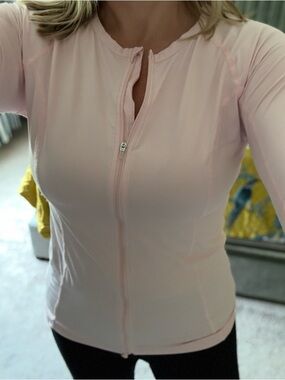 BloqUV Women's UPF 50 Sun Protective Mock Neck Top Size M Light Pink